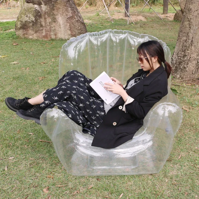 Inflatable Couch Chair Sofa,Portable Thickened Outdoor Camping Sofa Lazy Inflatable Chair Pvc Transparent Stool Air Inflatable