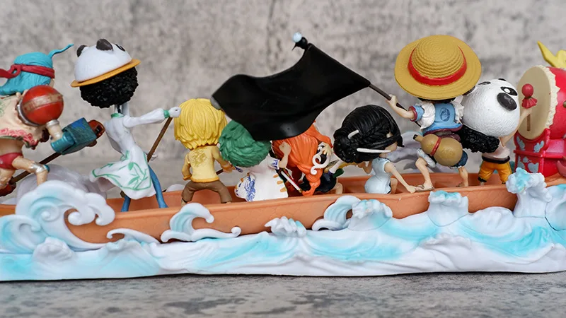 36 cm Bandai ONE PIECE figurka anime GK kapelusz słomkowy grupa łódź smoka pełny zestaw Luffy Sauron Sanji Chopper, model ozdoba prezent pvc