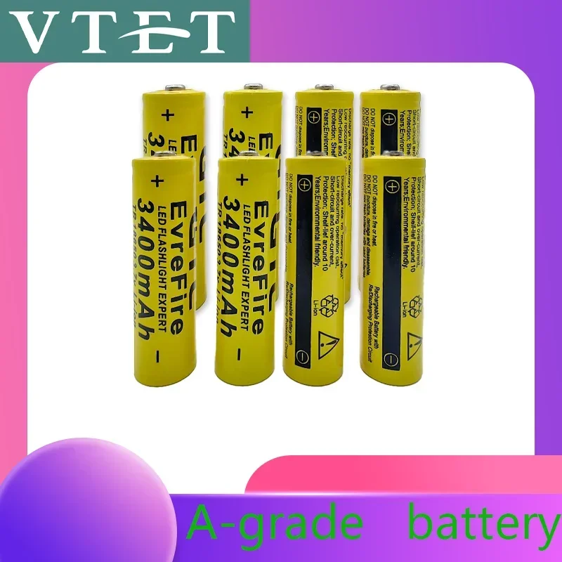 2024 New18650 3.7V 3400mAh Rechargeable Battery for Flashlight Torch Headlamp Li-ion Rechargeable Battery Drop Free FAN Toys