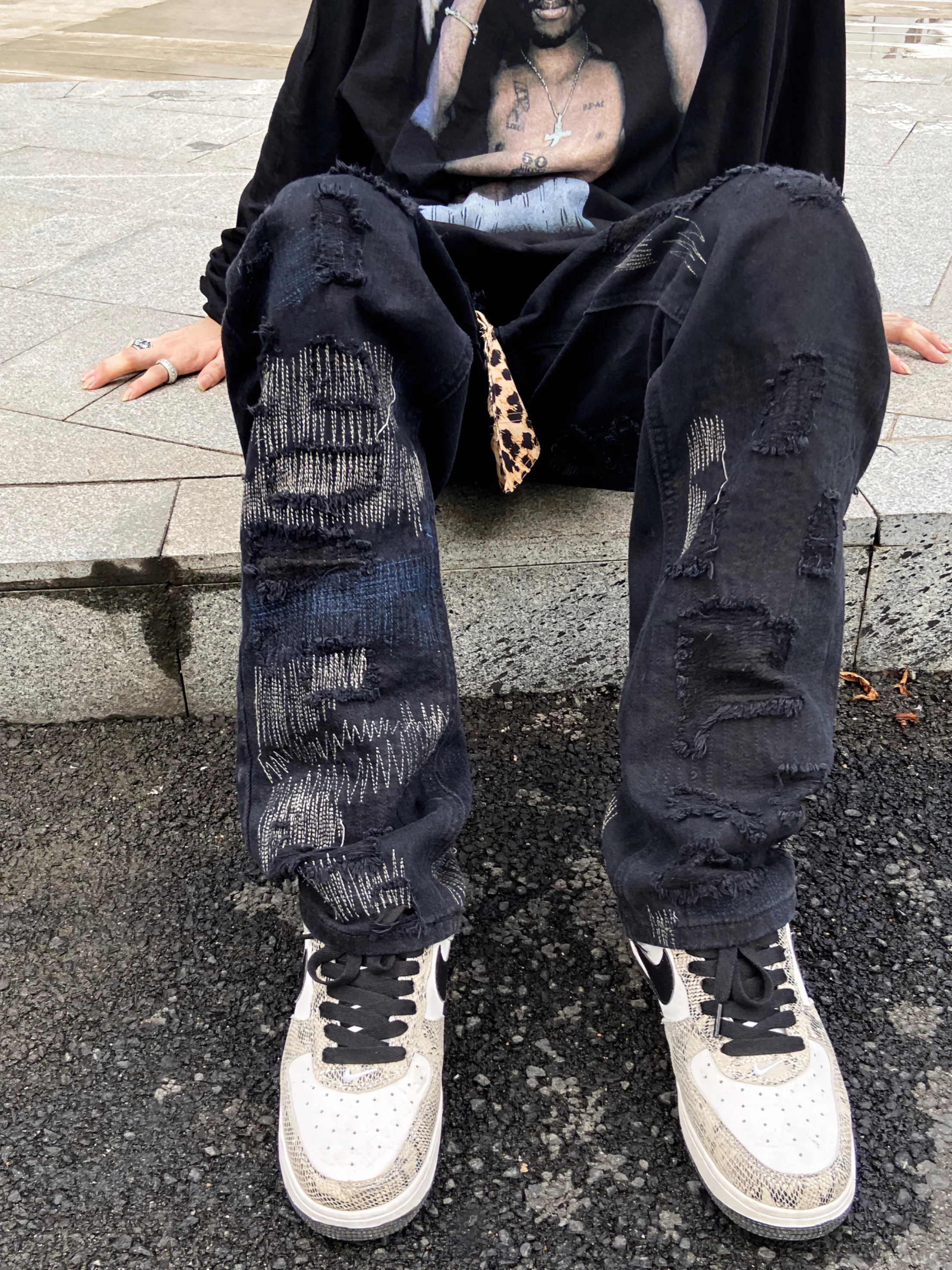 Original 7TT High Street Loose Straight Leg Jeans Knife Cut Casual Long Pants Wide Leg High Waist Versatile Denim Trousers
