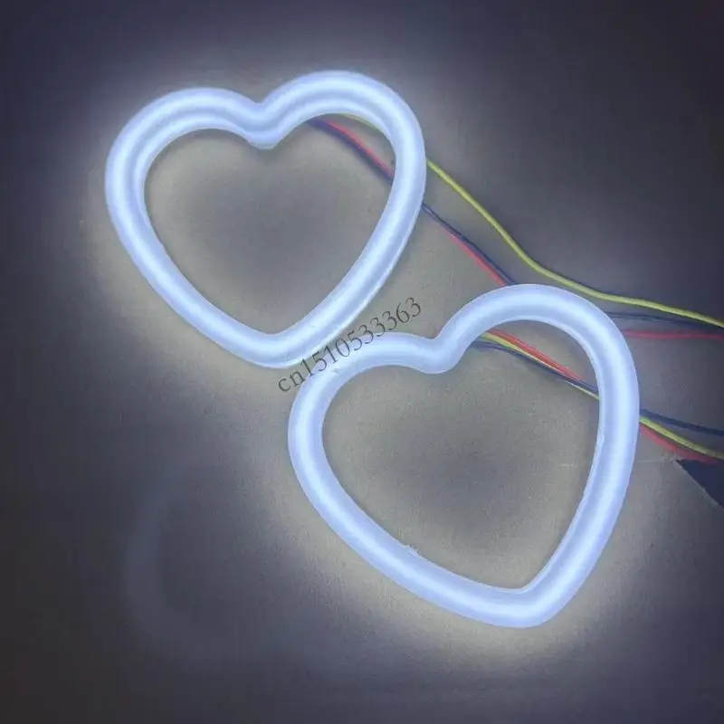 090E Auto Rijden Waarschuwingslampje Mistlamp DRL Licht Auto LED Angel Eyes Ringen Hartvormige Ringen Mobiele APP Controle