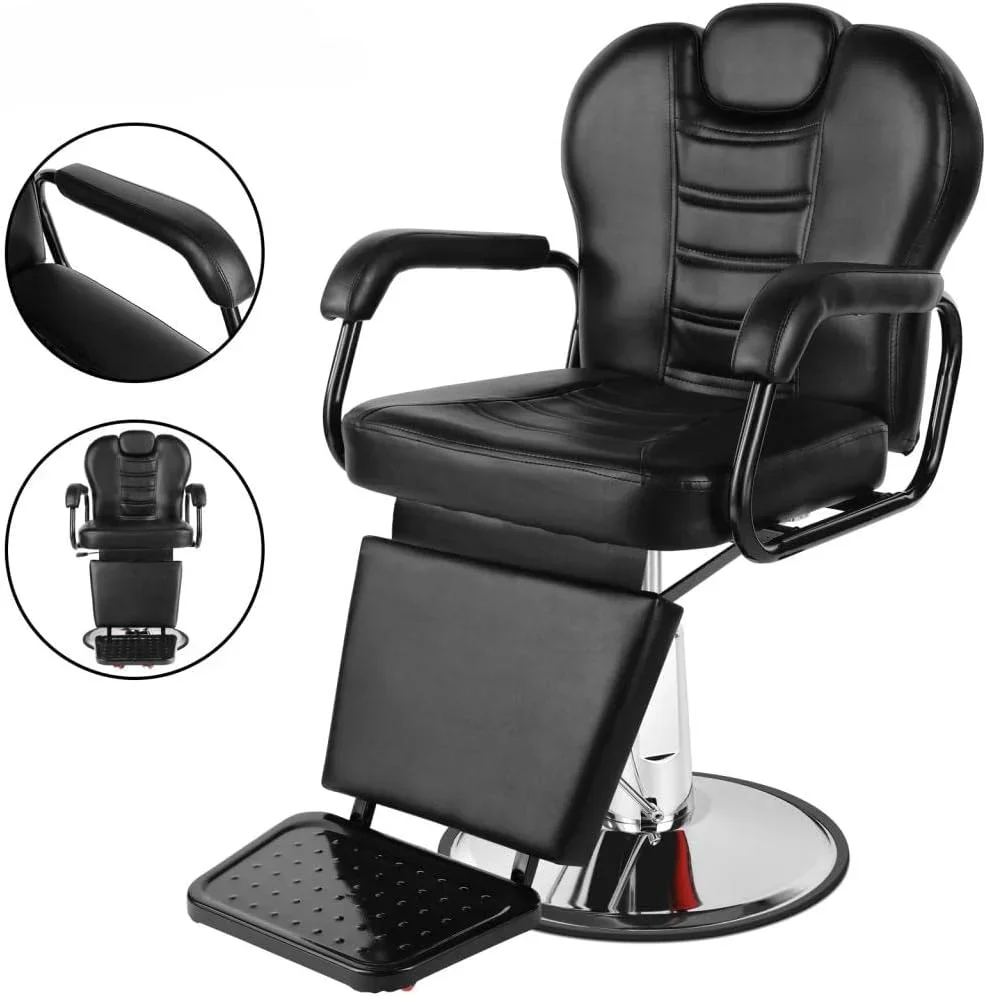 Reclining Barber Chairs Heavy Duty, Salon Furniture Spa Shampoo Equipment Hydraulic Hair Chair