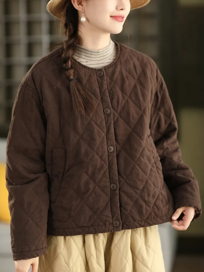 Retro Thi Waed puro algodón abajo Jaet ropa de abrigo cálida patrón de identificación ropa de algodón abrigo de invierno Faion para mujer