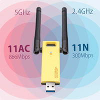 1200Mbps Wireless Wifi Adapter Dual Band 5Ghz+2.4Ghz Adapter 802.11ac RTL8812 Chipset with Aerial Dongle USB Network Card For PC