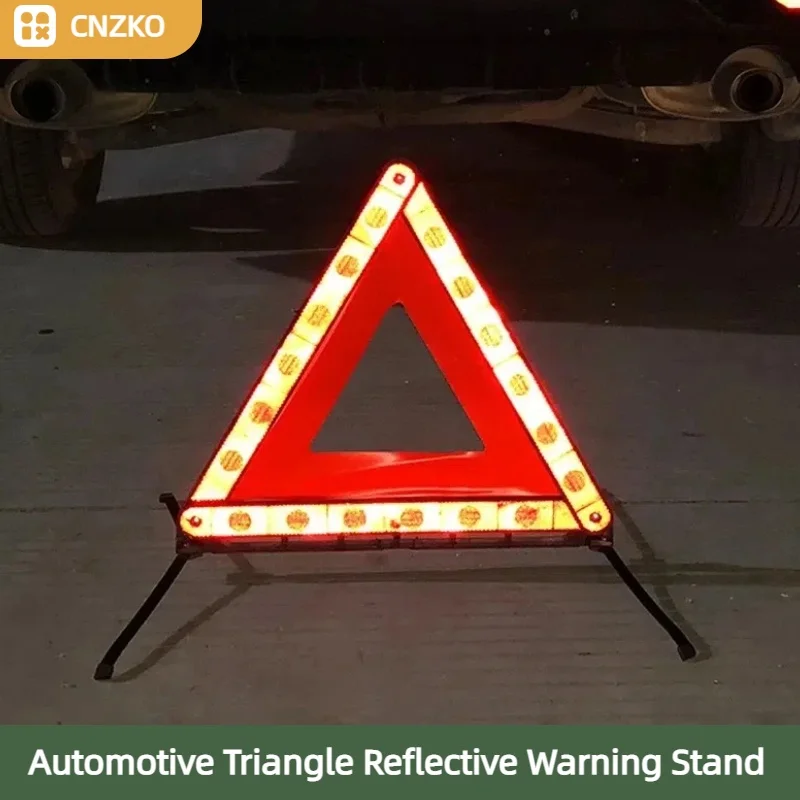 Car Triangle Reflective Tripod Emergency Breakdown Warning Reflective Sticker Safety Hazard Foldable Stop Sign Car Accessories