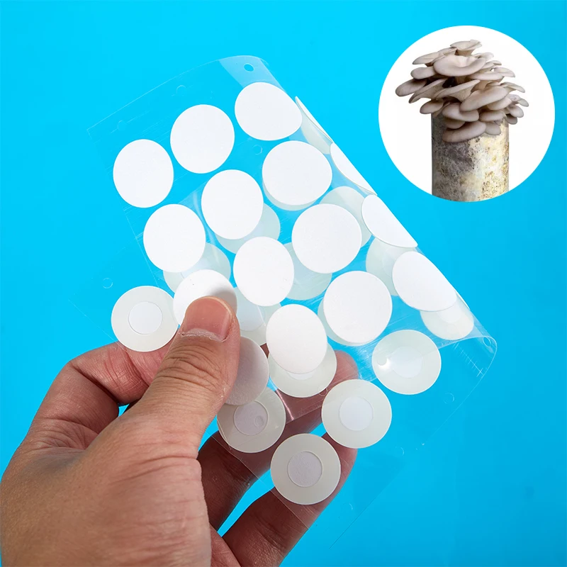 Stiker kertas Filter jaring steril sintetis, 32 buah/lembar stiker kertas penyaring hidrofobik 20mm untuk budidaya jamur