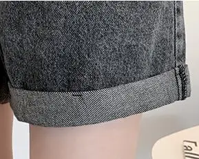 Lose Jeansshorts mit weitem Bein für Damen, hohe Taille, Sommer 2024, neue kurze Jeans, Curling-A-Linien-Hotpants