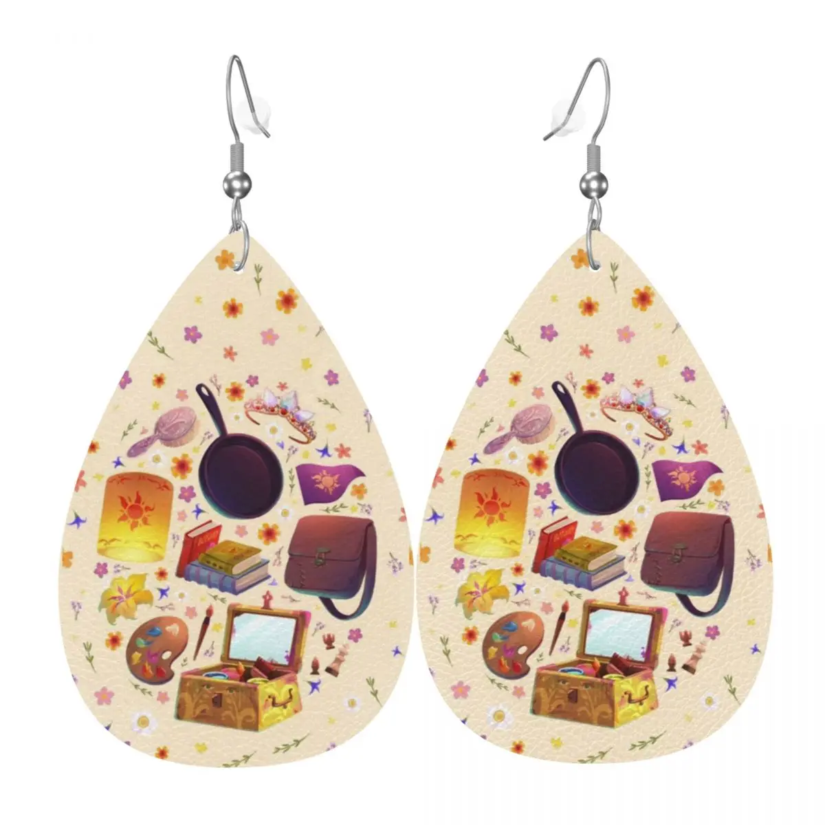 

Custom Princess Tangled PVC Leather Earrings Dangle Earrings Jewelry For Women Cartoon Funny For Wife Mother Gift