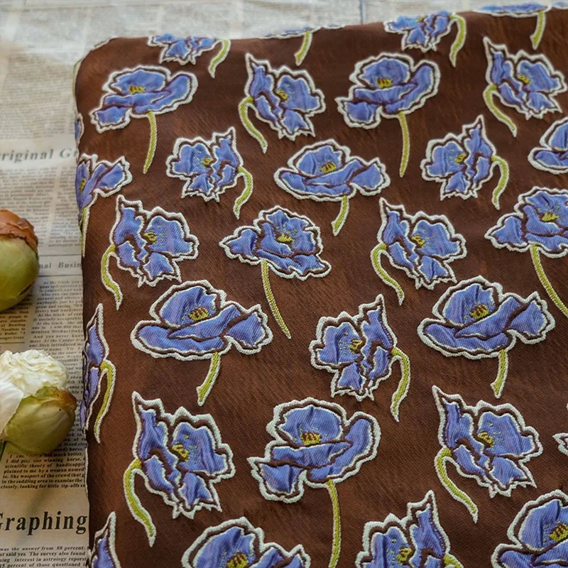 Autumn Flower Jacquard Decorative Fabric for Puff Skirt Dress Clothing Design Cloth Diy By The Meter Sewing Material