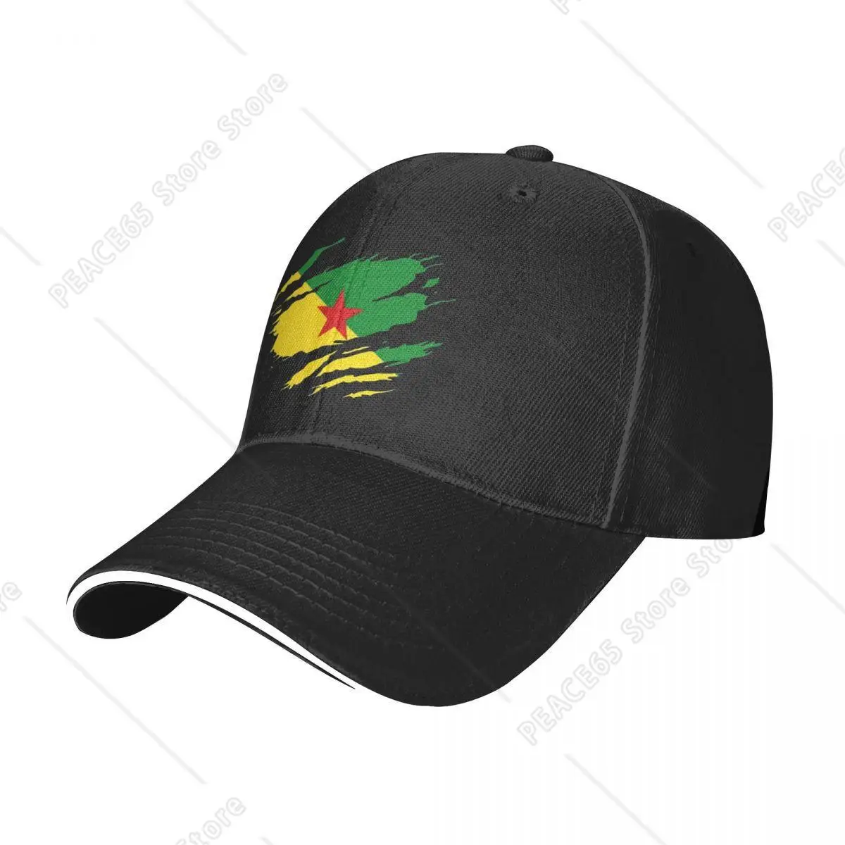 Torn Style Guyana Flag Baseball Cap Hip Hop French Guiana Sandwich Caps Unisex Style Adjustable Headwear Running Golf