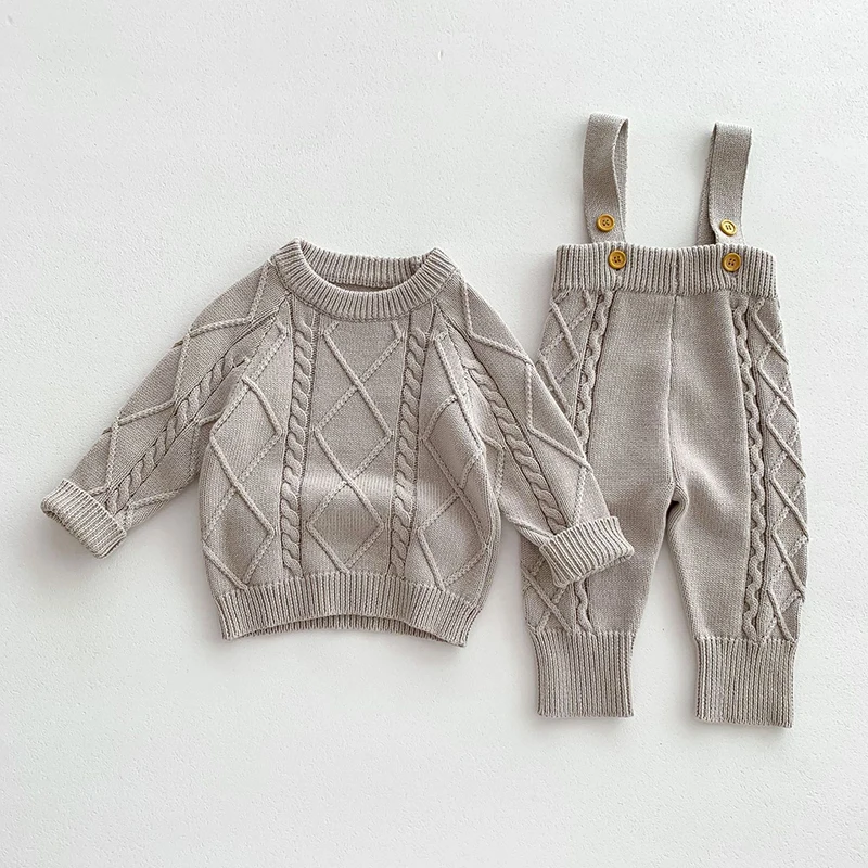 Autumn Spring Infant Baby Boys Girls Knitting Clothing Set Toddler Baby Boys Girl Clothes Suit Children Knitting Clothes