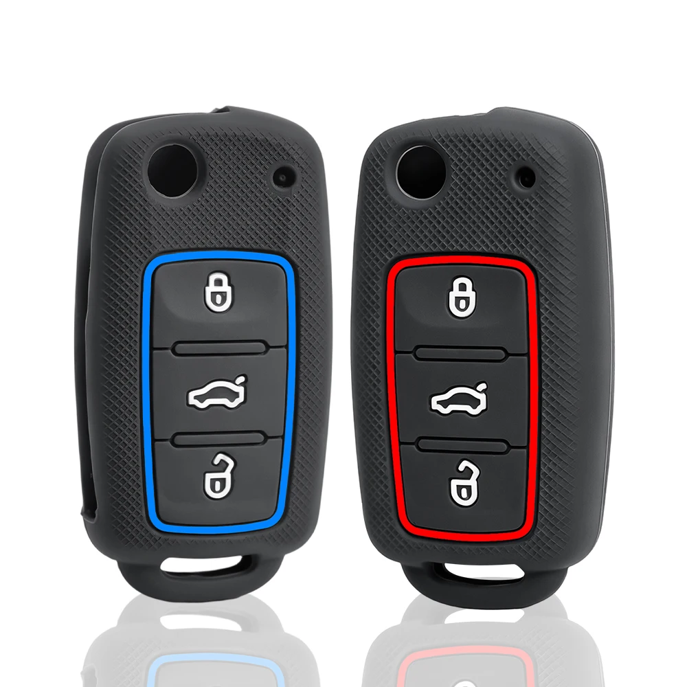 New Car Key Case for VW Golf Jetta POLO for Skoda Yeti Superb Rapid Octavia for SEAT Leon Ibiza 3 Button Silicone Key Cover