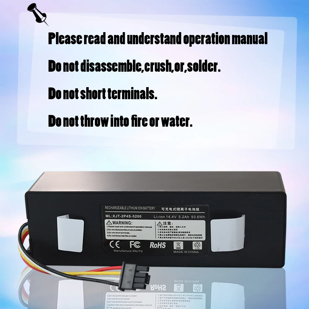 

14.4V 5200mAh Robotic Vacuum Cleaner Replacement Battery 5.2Ah ,for Xiaomi mijia Roborock S55 S60 S65 S50 S51