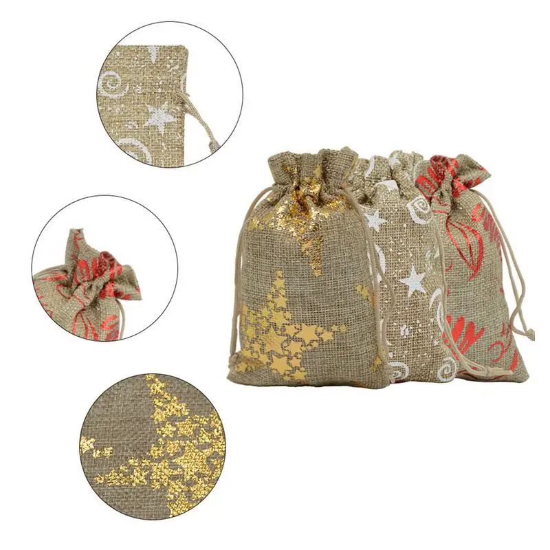 Creative Advent Calendar Bags With Numbers Drawstring Calendar Bags 24 Days Drawstring Bag Pouches With Wooden For Christmas