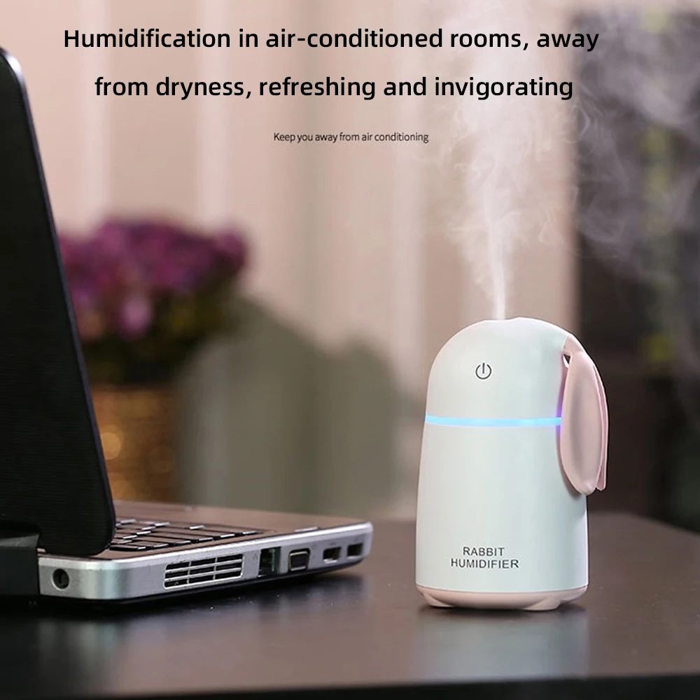Mini Cute Rabbit Humidifier, Silent Design, Touch Control, Suitable for Office Desktop and Car Use