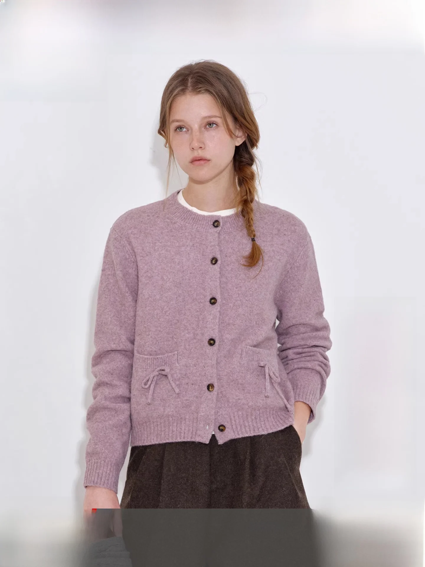 

Fano Women's Soft Sweet Cloud Mist Blouse Knot Knitted Loose Sweater Cardigan Spring Season Regular Sve Long Nec...