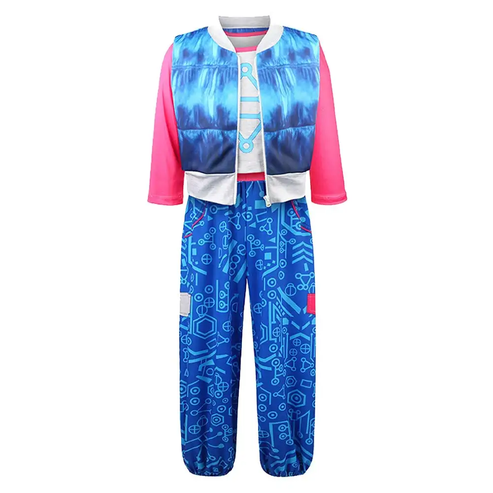 2025 تلفزيون الزومبي 4 تأثيري أديسون الملابس الزرقاء قميص السراويل الاطفال حفلة تمويه لعب الأدوار هالوين زي كرنفال وتتسابق البدلة