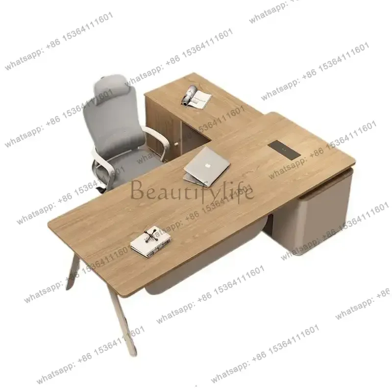YJ Strong Big White Executive Office Desk Manager Brown Drawers Standing Office Desks Modern Large Mesa Escriotorio Furniture