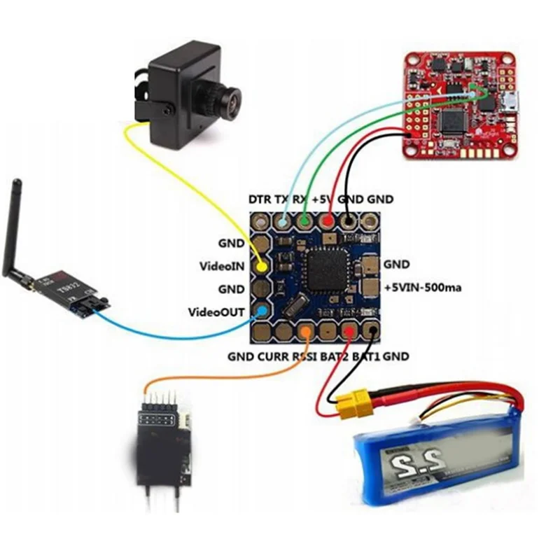 Fpv minimosd minim mini osd auf dem bildschirm mit kv team mod für cc3d naze32 f3 f4 flug controller