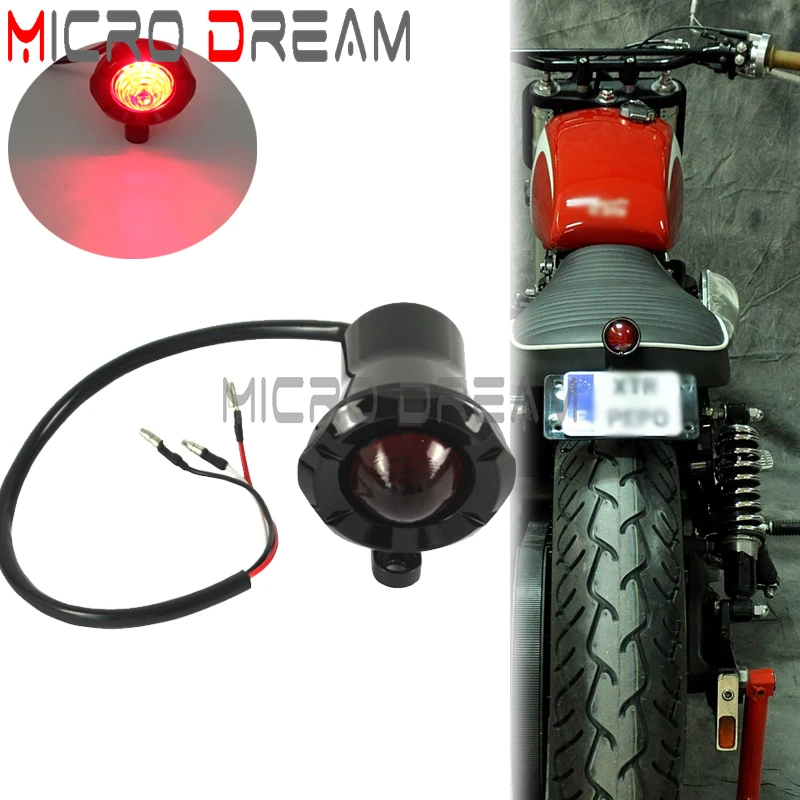 

12V Motorcycle LED Taillight Tail Light Black For Harley Chopper Bobber Cafe Racer SR500 Scrambler Honda Rear Brake Stop Lamp