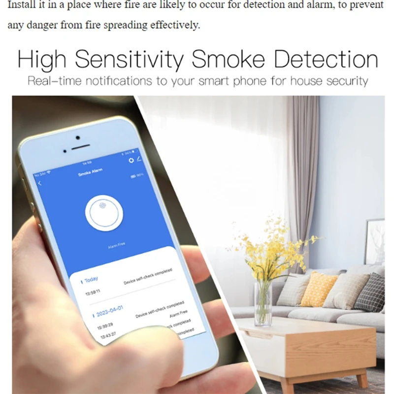 Zigbee Detector de humo inalámbrico inteligente, alarma de sonido de 85Db, Sensor de sirena, protección de seguridad, alerta de incendios para cocina y hogar