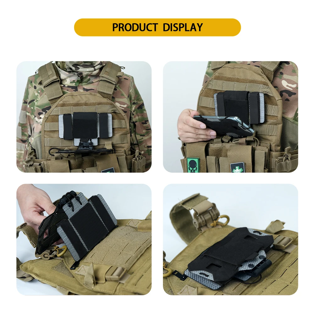 BOOIU MOLLE Foldable Navigation Board Airsoft Mobile Phone Holder Mount Airsoft Hunting  Tactical Vest Chest Outdoor Gear view 5