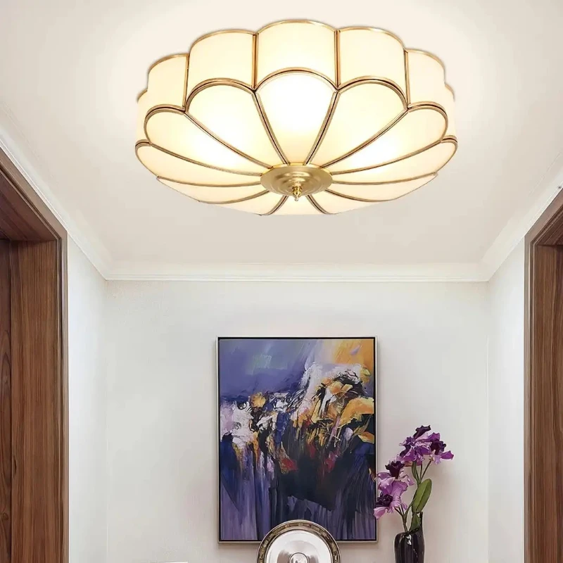 

Modern All Copper Circular LED Ceiling Lights Suitable for Study and Living Rooms Corridor Bedroom Ceiling Lamp Indoor Fixture