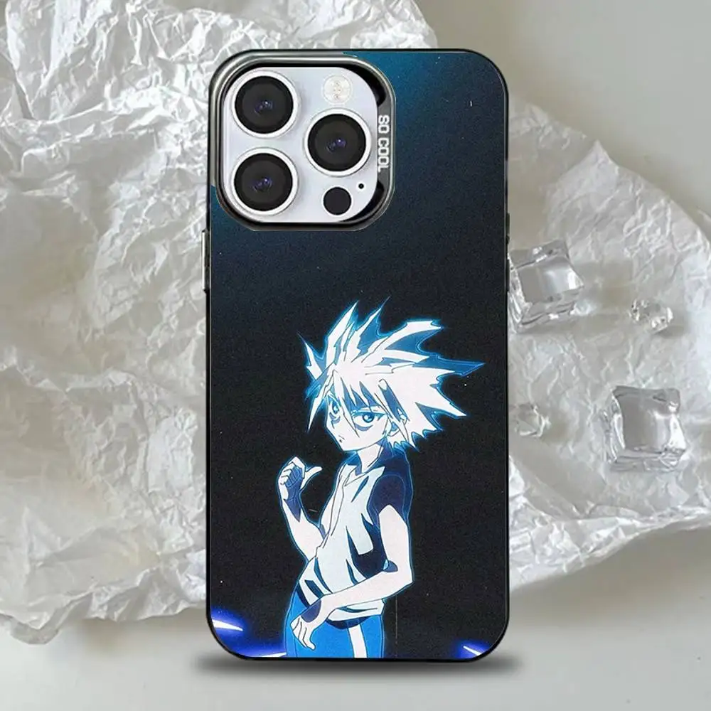 เคสโทรศัพท์ลายอนิเมะ H-Hunter K-Killua สำหรับ iPhone 16,15,14,13,12,11,Pro,Max,Plus,Mini,XS,SE ป้องกันการตกกระแทก สีดำด้าน ขอบแข็ง