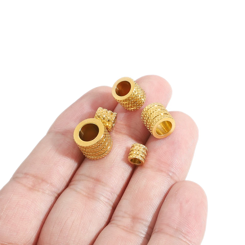 10 Stück Edelstahl-Zylinderperlen mit großem Loch, lose Abstandsperlen, Charms für DIY-Schmuckherstellung, Armbänder, Halsketten, Zubehör, Großhandel – Detail 5