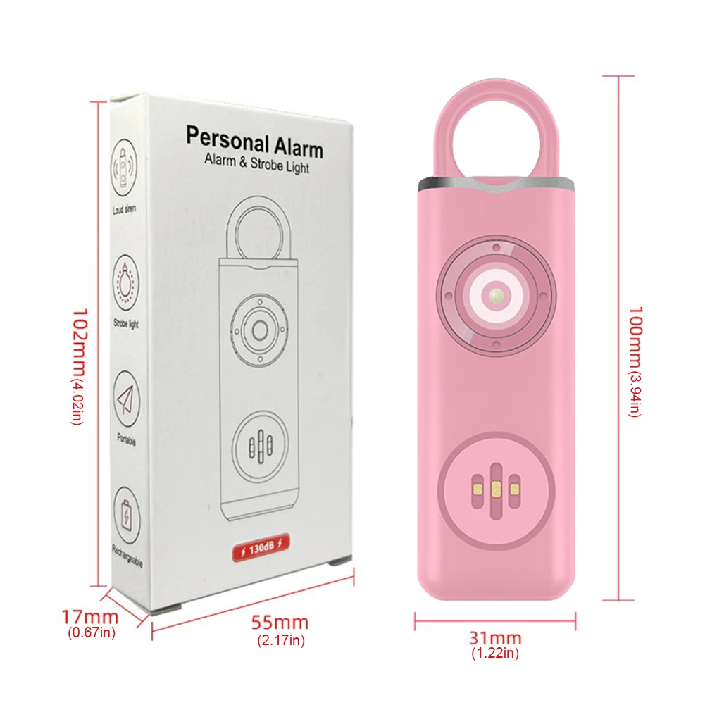 Emergency Alarm Keychain 130dB Loud Personal Safety Alarm Rechargeable Self Defense Keychains Flashlight for Women Kids Elderly