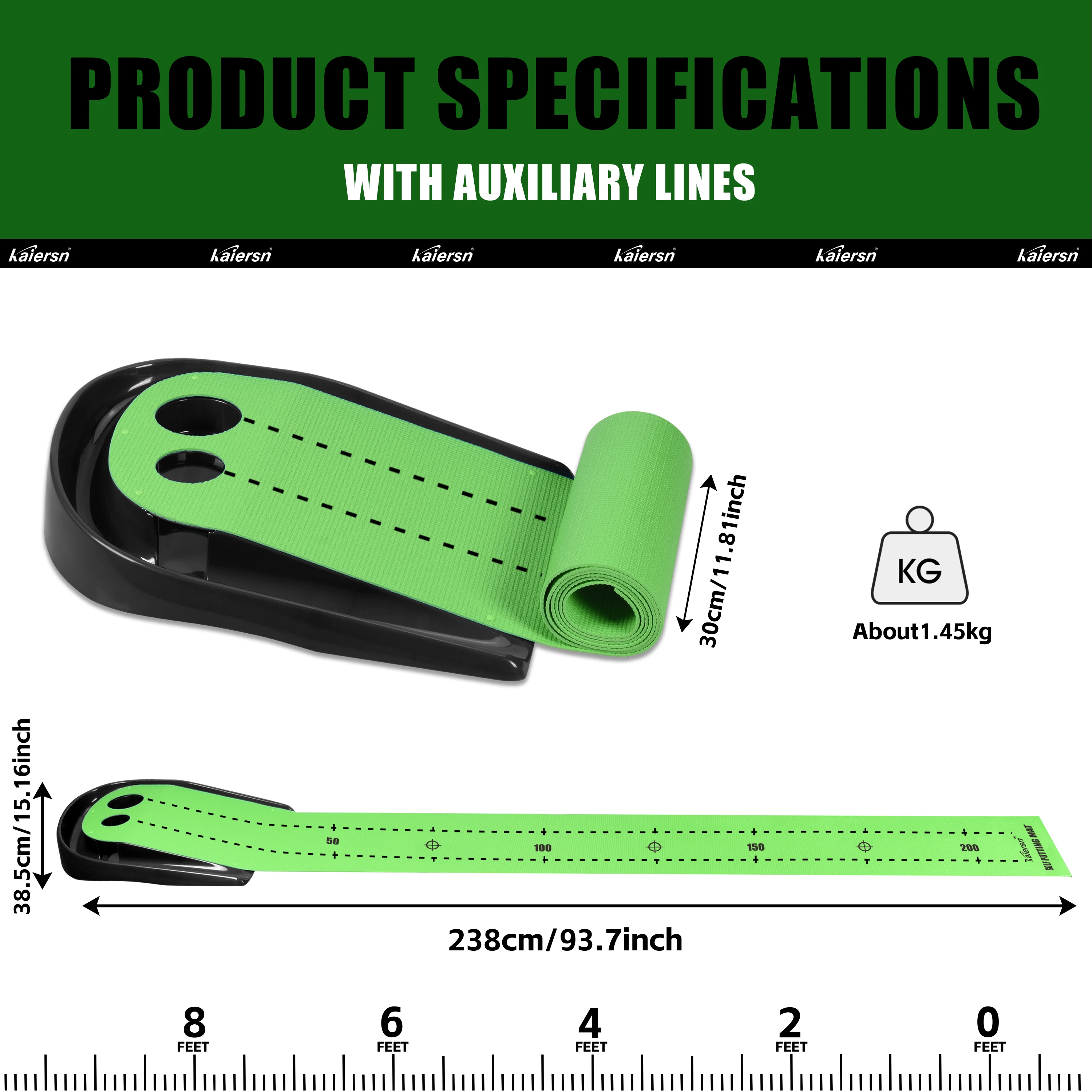 Auto Ball Return Putting Green Mat Golf Practice Putting Mat With Alignment Markings,Mini Golf Game for Home Office Backyard