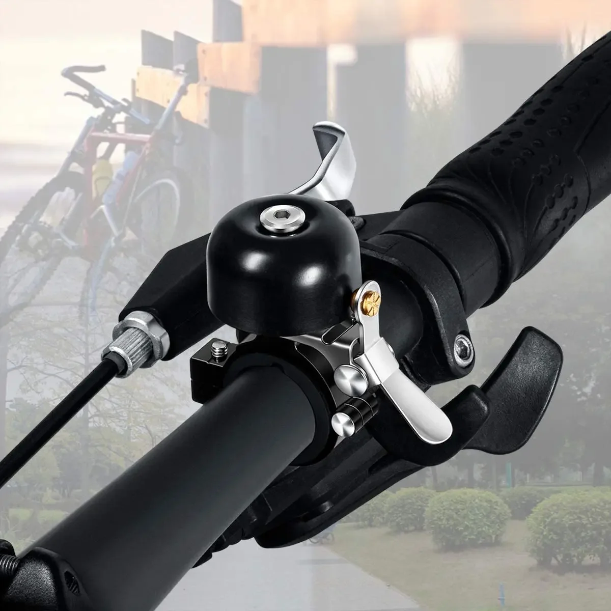 Compact Brass Bell for Flat Bar Road and Mountain Bikes, Loud Sound for Folding Fixed Gear, City Commuter