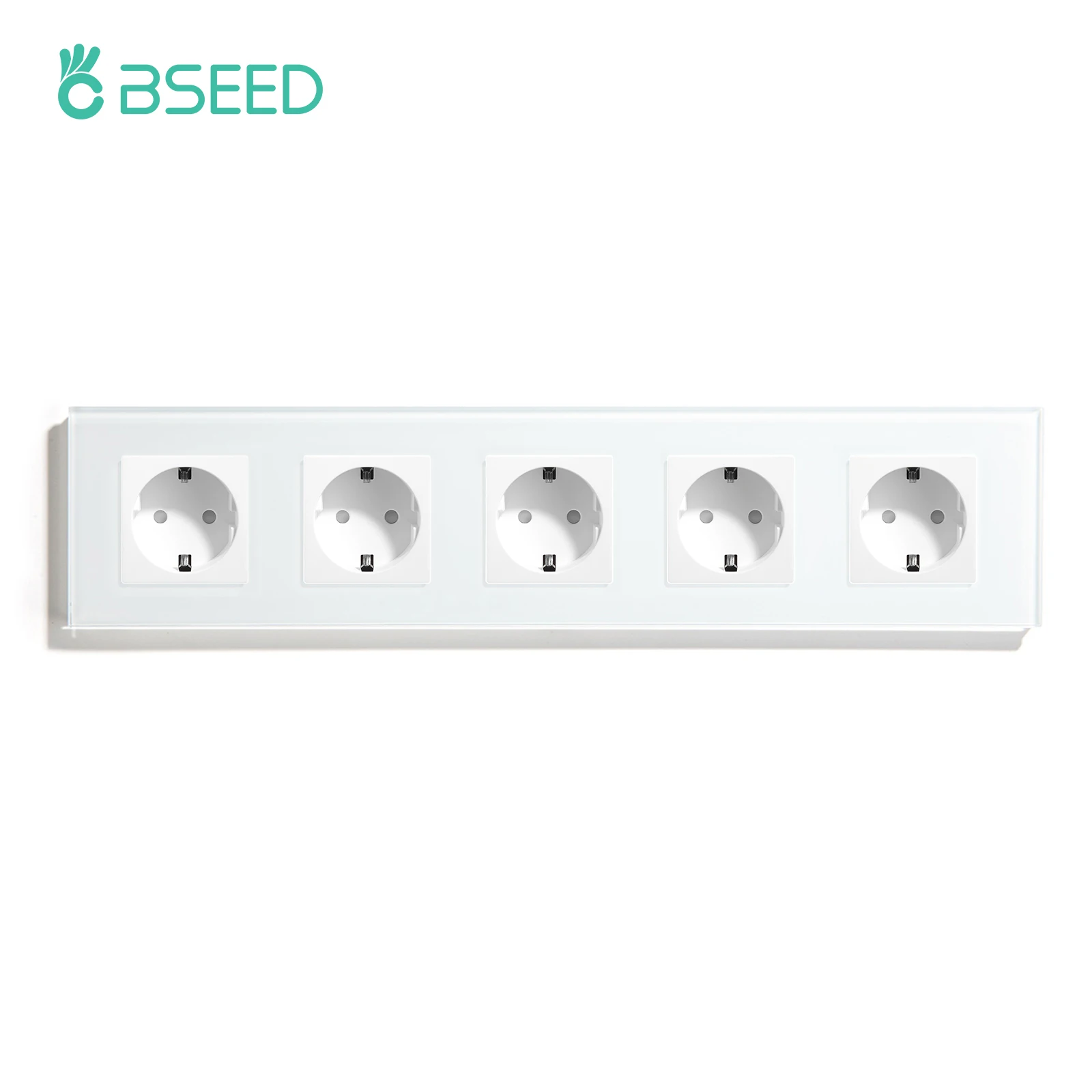 BSEED EU Wall Sockets Five Power Outlets USB Type-C Charge Port Glass Frame Sockets Wall Sockets Kids Protection 16A