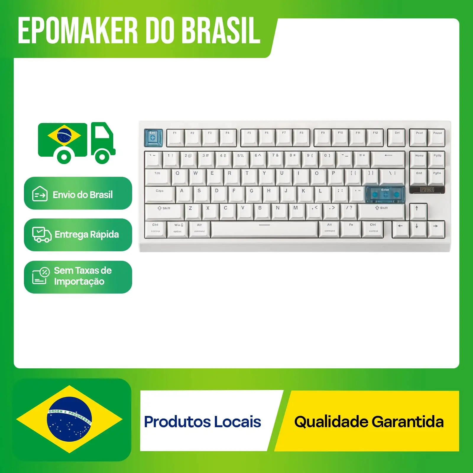 EPOMAKER G84 HE Teclado Mecânico Magnético de Efeito Hall com Layout ANSI US de 75% com Conexão Fio Bluetooth e Wireless 2.4GHz