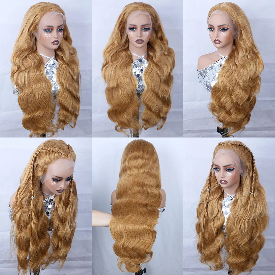 180% 210% Density 27# Colored Wig 13x6 Ash Blonde Lace Frontal Wig Human Hair Honey Blonde Body Wave Lace Frontal Wigs For Women image 5