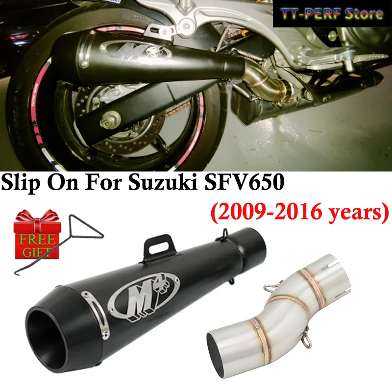

Motorcycle Exhaust System Middle Link Pipe Slip On For Suzuki SFV650 2009 - 2016 Years Modified Moto Escape Stainless Steel