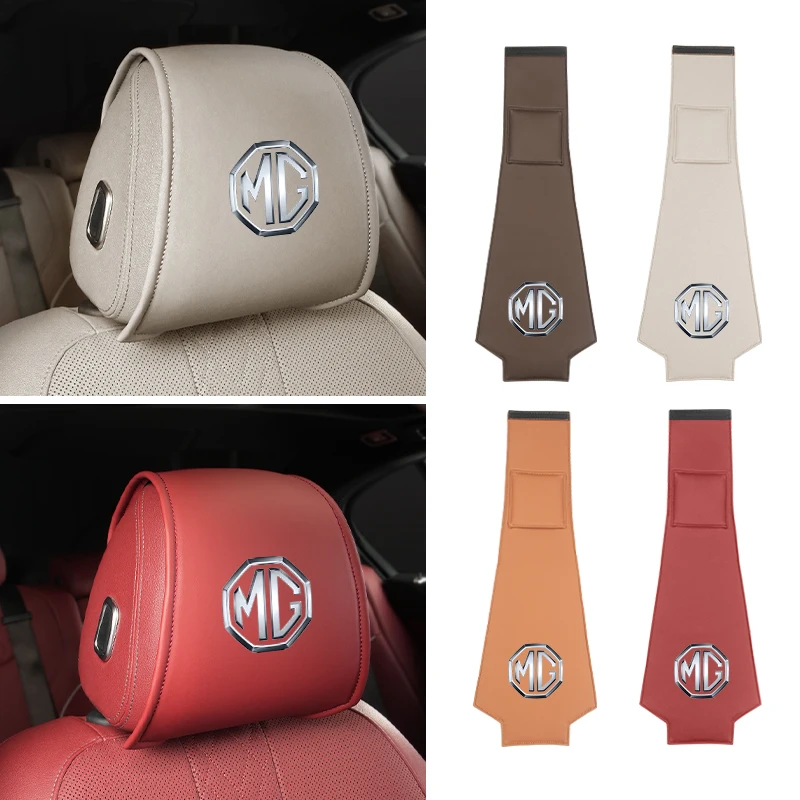 모리스 가라지 MG 6 3 5 7 TF ZR ZS HS GS GT 헥터 RX5 RX8 350 550 건담용 자동차 헤드레스트 수납 커버 가죽 목베개 커버 썸네일 6