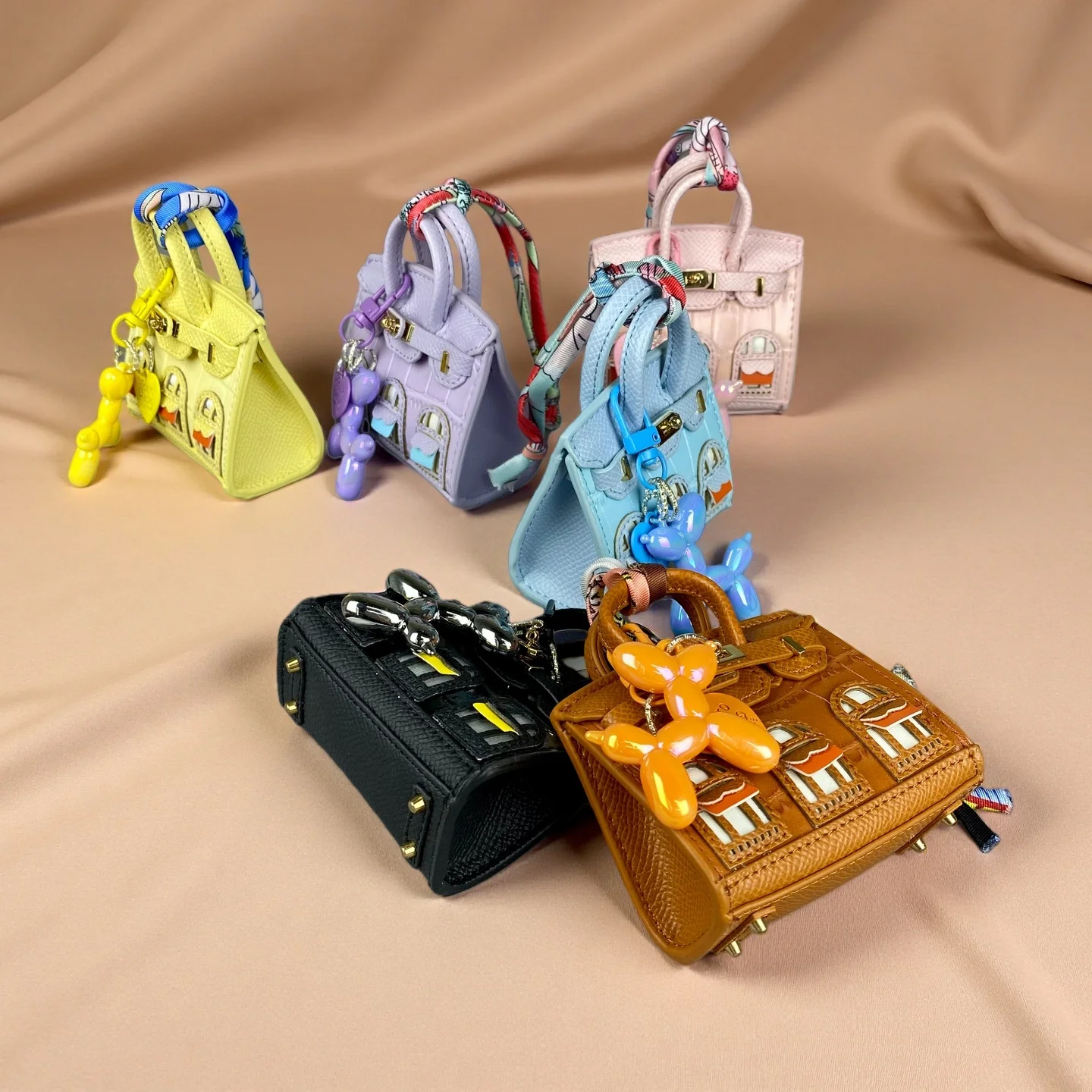 Mini bolso de casa 3D con dije, bolso desmontable con relieve de cocodrilo y llavero de perro con globo, bolsa para auriculares, elegante y de lujo