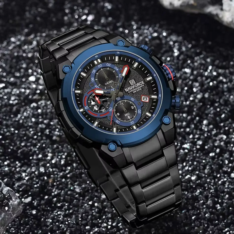 NAVIFORCF رجالي الساعات العسكرية الفاخرة ساعة معصم كوارتز ساعة ساعة حار موضة الرجال مقاوم للماء كرونوغراف Relogio Masculino