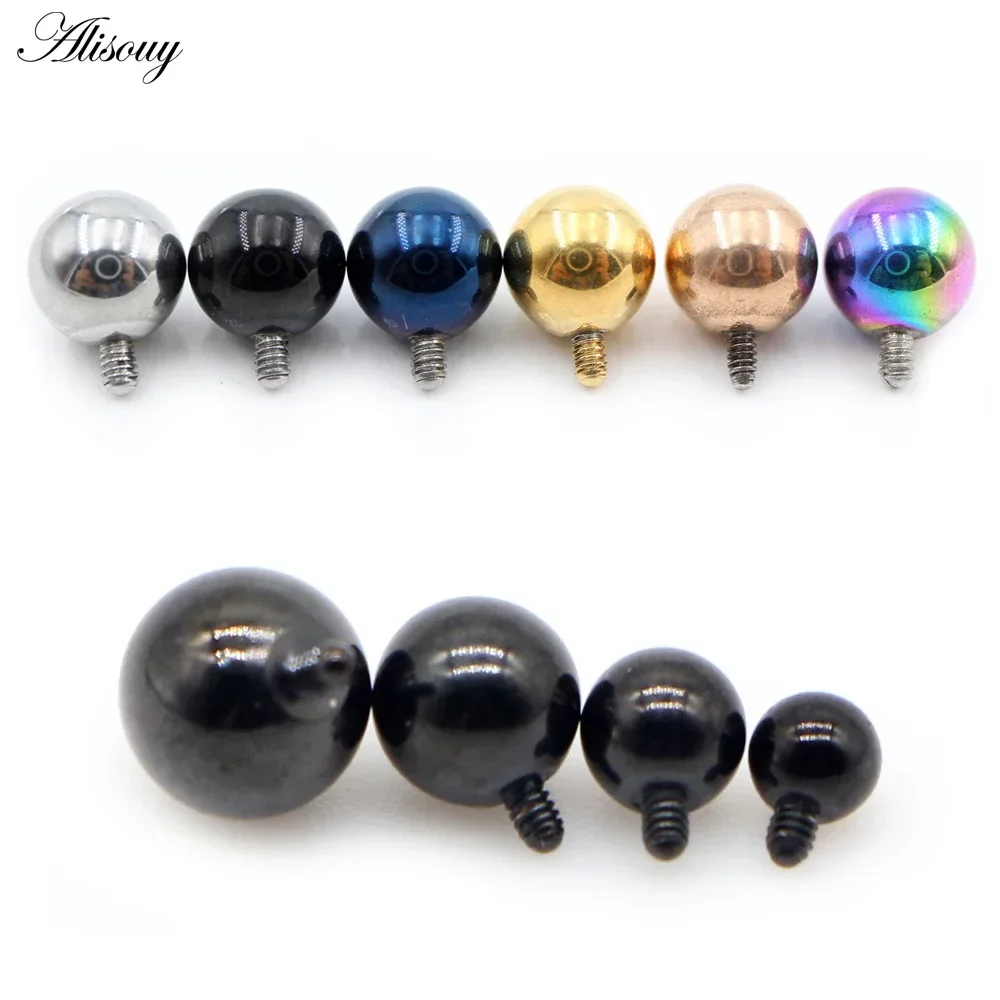 Alisouy 2pcs Stainless Steel Replacement Ball Skin Diver Dermal Anchor For Lip Tongue Ear Cartilage Tragus Body Piercing Jewelry