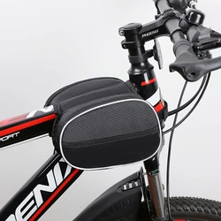 Bicycle Front Beam Bag High Capacity Waterproof with Reflective Strip Bike Frame Bag Road Cycling Upper Pipe Storage Saddle Bag