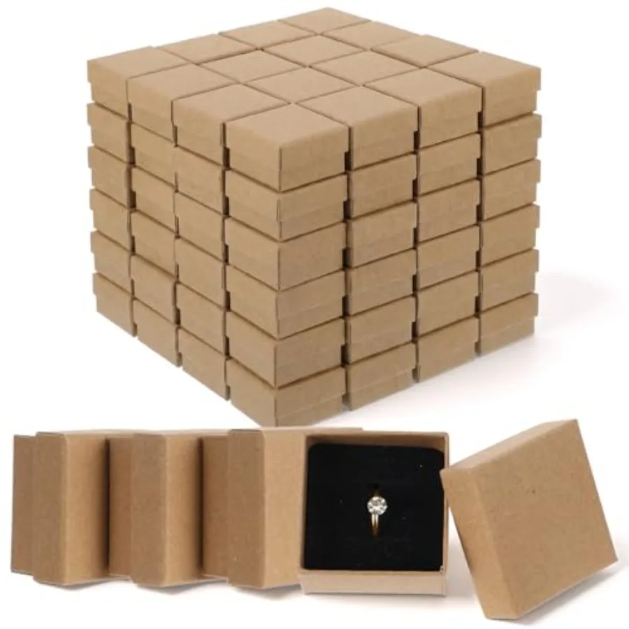 

100 Pack Ring Box Jewelry Gift Boxes Small Boxes Square Cardboard Jewelry Boxs with Foam Mini Earring Packing Box for Ring and