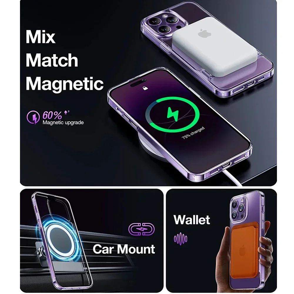 حافظة هاتف شفافة مغناطيسية لهاتف Magsafe للشحن اللاسلكي لهاتف Google Pixel 9 8 Pro XL 7 7A غطاء شفاف مضاد للسقوط