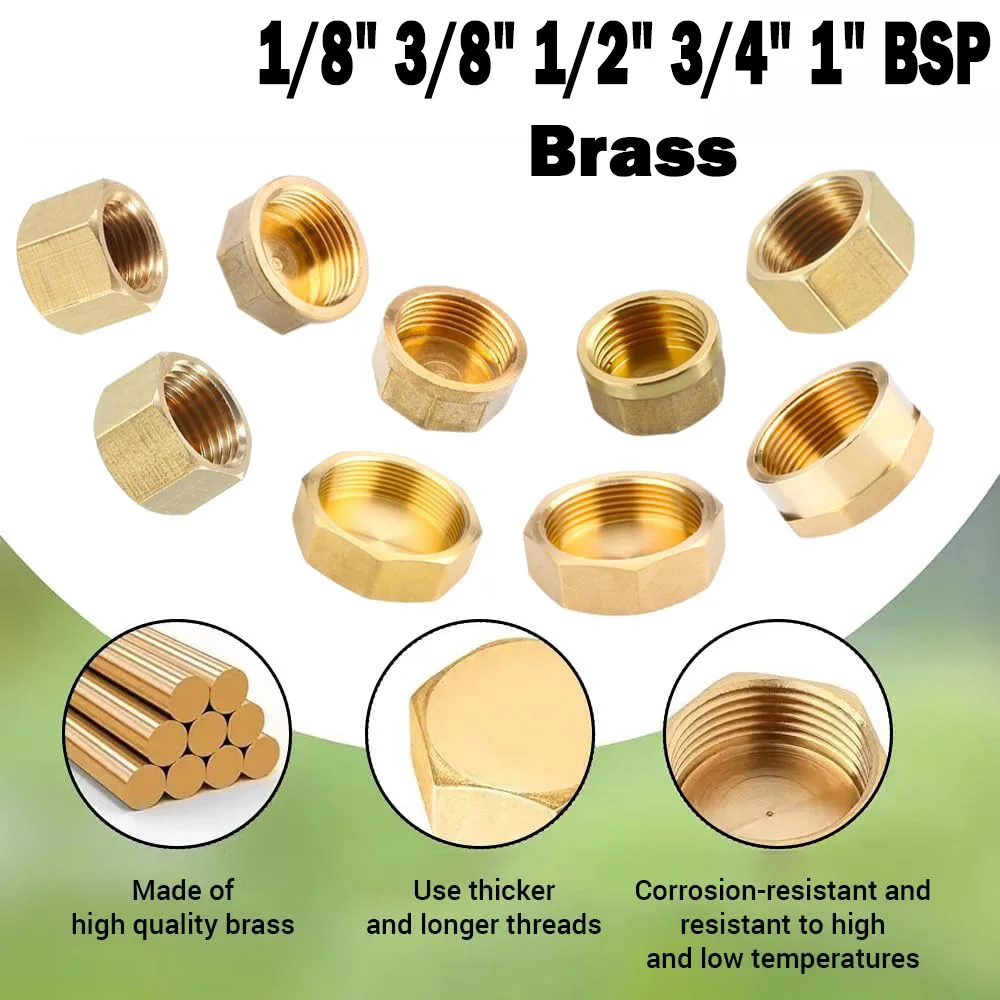 1/3/5pcs Brass Pipe Cap 1/8