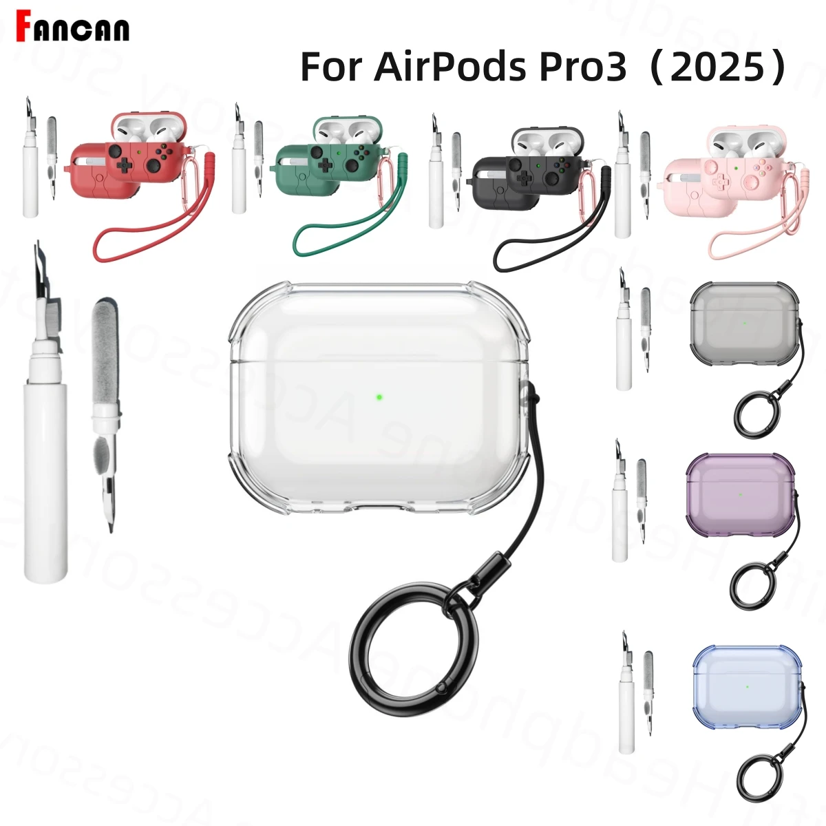 For New AirPods Pro 3 Anti-Drop Protective Cover Soft TPU Shockproof Transparent Case Air Pods AirPod Pro 3 Case Cleaner Kit