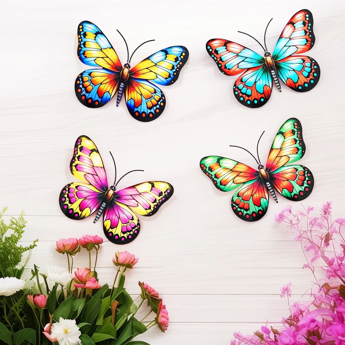 1Pc Metal Art Butterfly Wall Decor Colorful Iron Art Butterfly Sculpture Butterfly Hanging Ornament for Outdoor Home Yard Garden