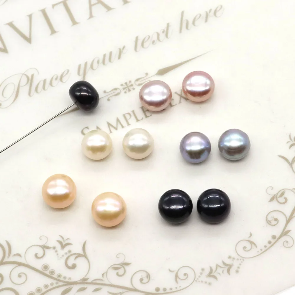 2Pcs Half Hole Earrings Pearls 100% Natural Stone Women\'s Gift Freshwater Beads Jewelry Diy Making Accessories Decoration Goods