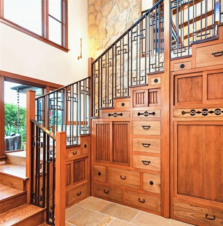 Indoor solid wood staircase solid wood curved staircase carved solid wood staircase