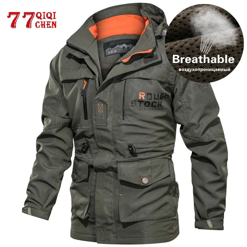 Mens Tactical Jacket Spring Autumn Waterproof Quick Dry Military Coat Male Multi Pocket Hooded Windbreaker Jackets Plus Size 5XL