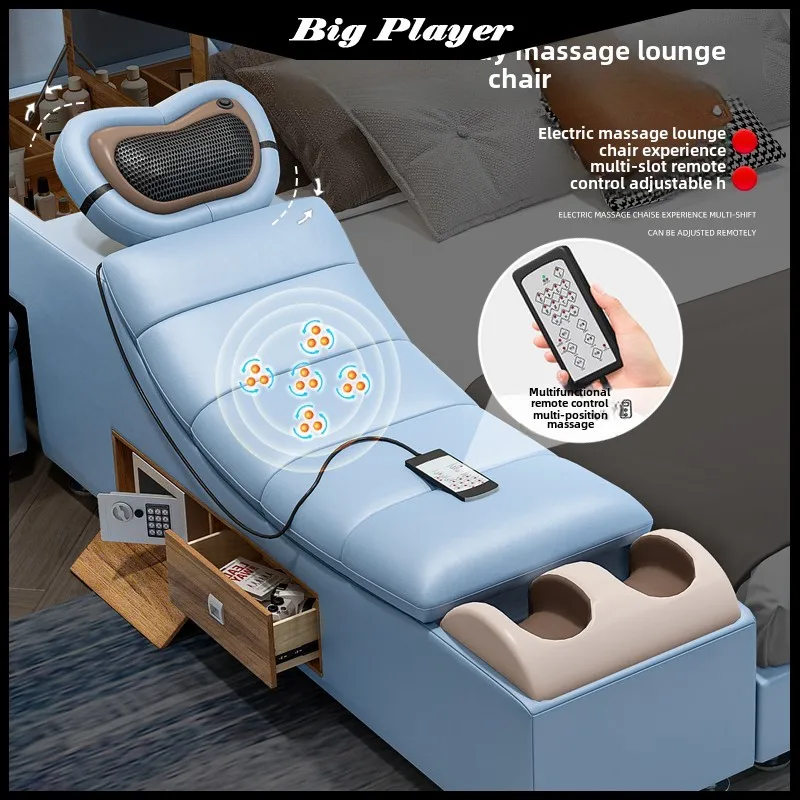 European high-end luxury tatami bed Modern simple leather bed Intelligent dialogue wedding bed Multifunctional projector